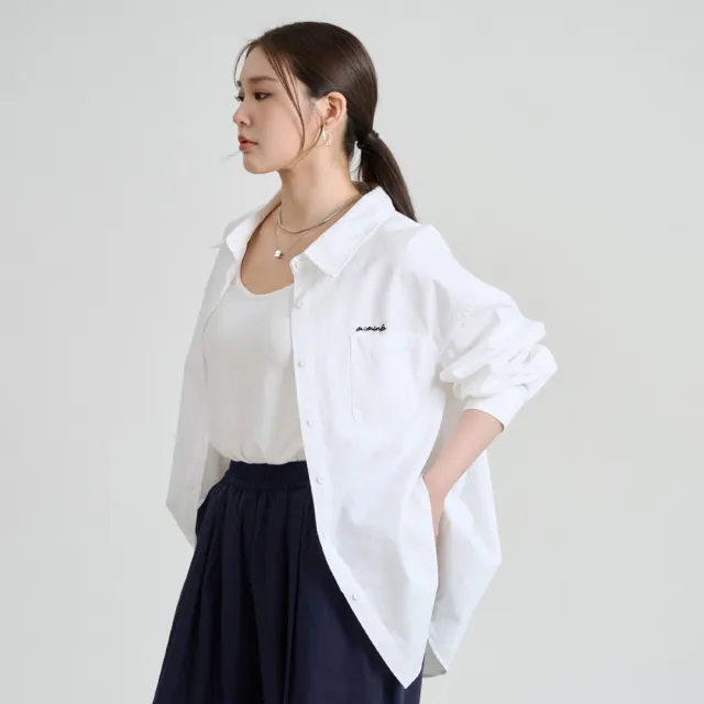 【M：MINb】isnt blue挺版圓弧下擺寬鬆襯衫(白色/中大尺碼女裝/大尺碼女裝/XL女裝/上衣/大尺碼上衣)