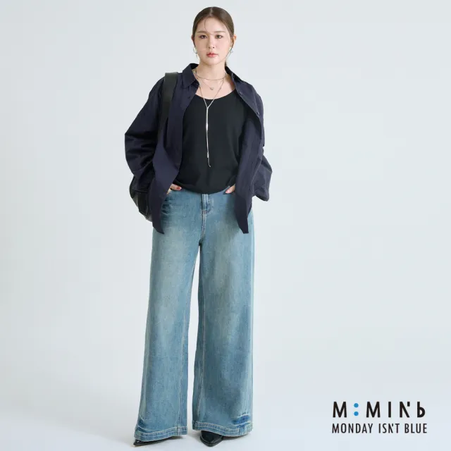 【M：MINb】下擺寬鬆防捲細肩帶背心(黑色/中大尺碼女裝/大尺碼女裝/XL女裝/背心/大尺碼上衣)