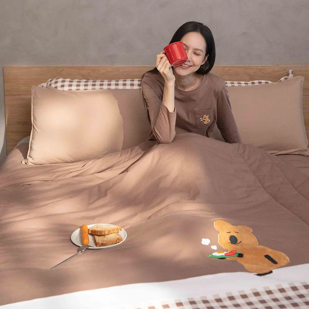 【YVONNE 以旺傢飾】100%美國棉 早餐四季被-可可棕(4x5呎 純棉 棉被 水洗 DINOTAENG)