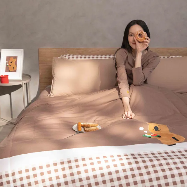 【YVONNE 以旺傢飾】100%美國棉 早餐四季被-可可棕(4x5呎 純棉 棉被 水洗 DINOTAENG)