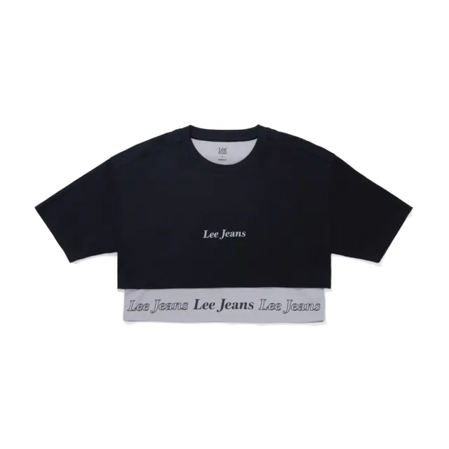 【Lee】女裝 短袖T恤 / 兩件式 短版 標語 共2色 季節性版型(LB502115K11 / LB502115K14)