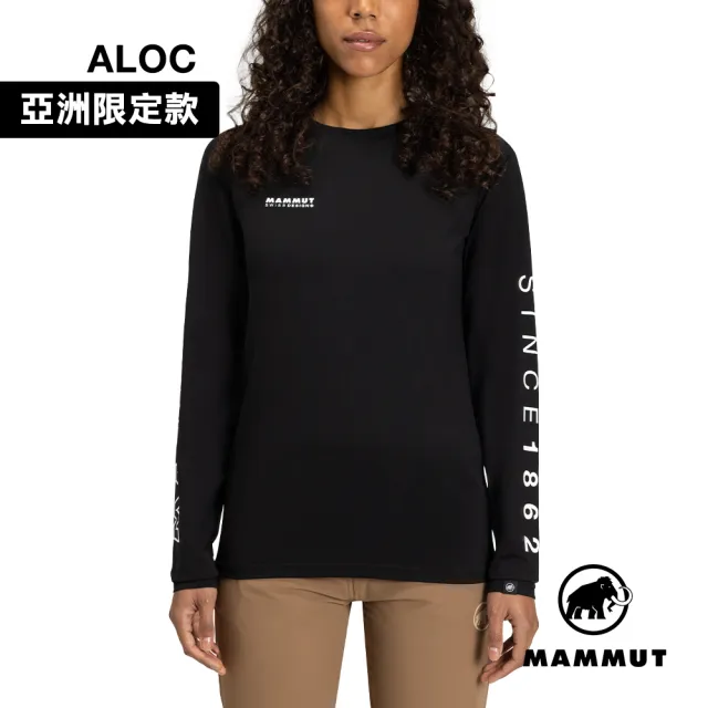 【Mammut 長毛象】QD Logo Print LS T-Shirt AF W 快乾LOGO長袖T恤 黑/白PRT3 女款 #1016-01040
