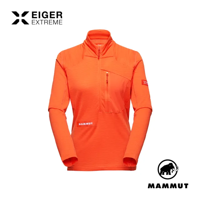 【Mammut 長毛象】Eiger Nordwand Advanced FL 極限艾格立領保暖半拉排汗衣  艾格橘 女款 #1016-01780