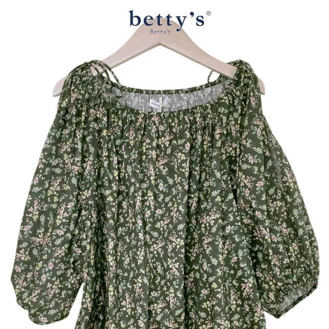 【betty’s 貝蒂思】甜美風小碎花露肩上衣(綠色)
