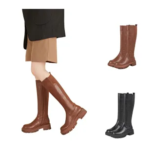 【Amoscova】顯瘦異材質拼接長靴 長筒靴-偏小偏窄款(1675/1709)