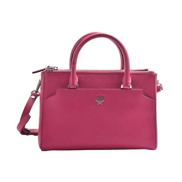 【MCM】經典ELDA TOTE MINI系列牛皮手提/斜背包(桃紅色MWT-4SED9-PF001)