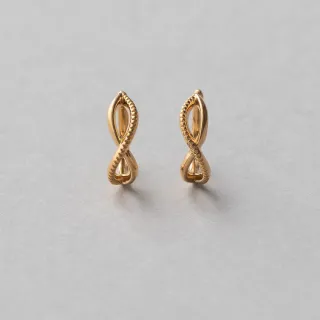 【ete】無限符號曲線C型夾式耳環(金色)