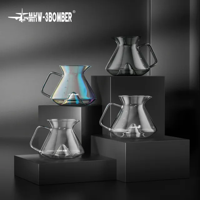 【MHW-3BOMBER】山丘分享壺-360ml-透明(耐熱玻璃壺 下壺 刻度分享壺 手沖咖啡器具 360/600ml可選)