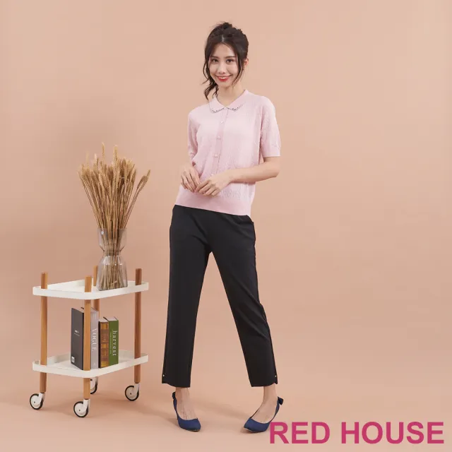 【RED HOUSE 蕾赫斯】水鑽點綴葉子紋路針織衫(共3色)