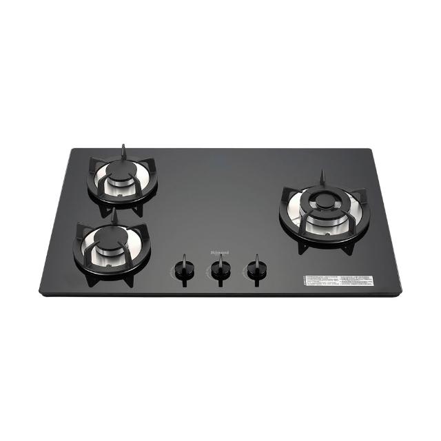 【林內】檯面式防漏三口瓦斯玻璃爐_鑄鐵爐架(RB-302GH 基本安裝原廠保固)