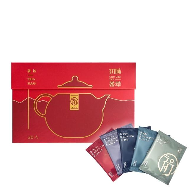 【初味茶萃】茶包綜合禮盒 2.5gx20包/盒-綠色(紅玉.蜜紅.鐵觀音.金萱.茉香綠)(中秋禮盒)
