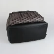 【BALLY】BALLY Pennant 銀箔字母LOGO三角旗塗層帆布拼小牛皮飾邊後背包(黑x褐)