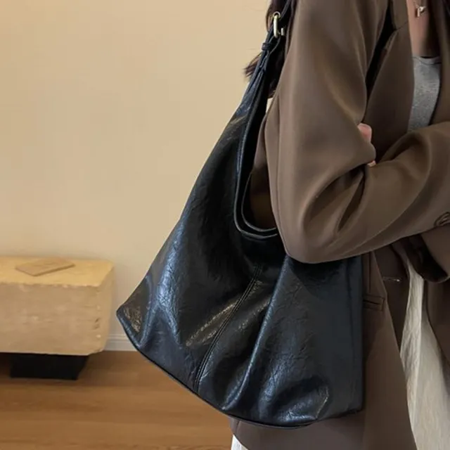 【baibeauty 白鳥麗子】率性皮革壓紋磁吸大容量肩背/側背包(子母托特包)