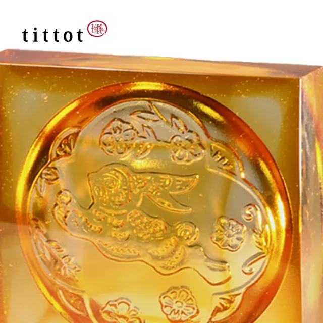 【tittot 琉園】歡快迎年_生肖磚系列_兔磚(入厝 擺飾 紙鎮 裝飾建材 禮品喜慶 風水招財 水晶藝品兔擺飾)