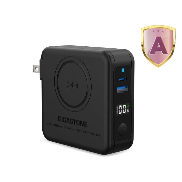 【GIGASTONE 立達】QP-1020MB 10000mAh 4合1 Qi磁吸旅充行動電源(36.5Wh/支援iPhone17/PD/QC4.0/20W快充)