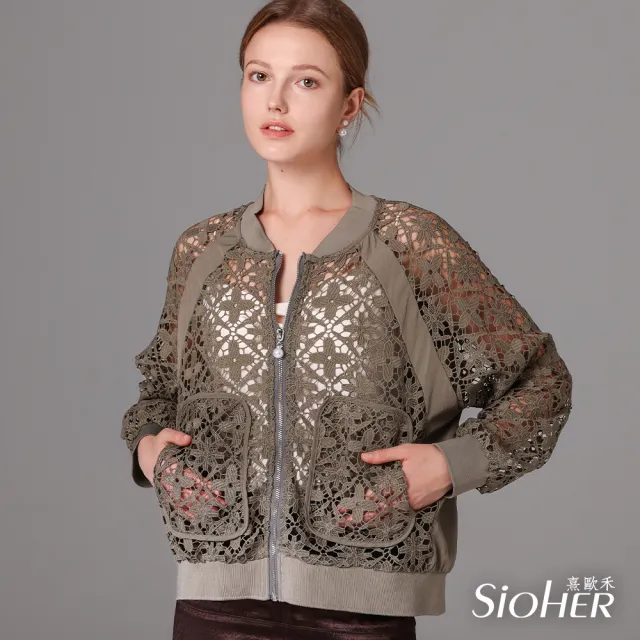 【SiOHER 熹歐禾】現貨 百搭鏤空蕾絲外套兩件組(女裝/女上衣/女外套)