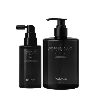 【Relove】黑泌肽外泌體12%養髮組(豐盈洗髮精450ml晨柑朝露香+12%養髮液100ml)