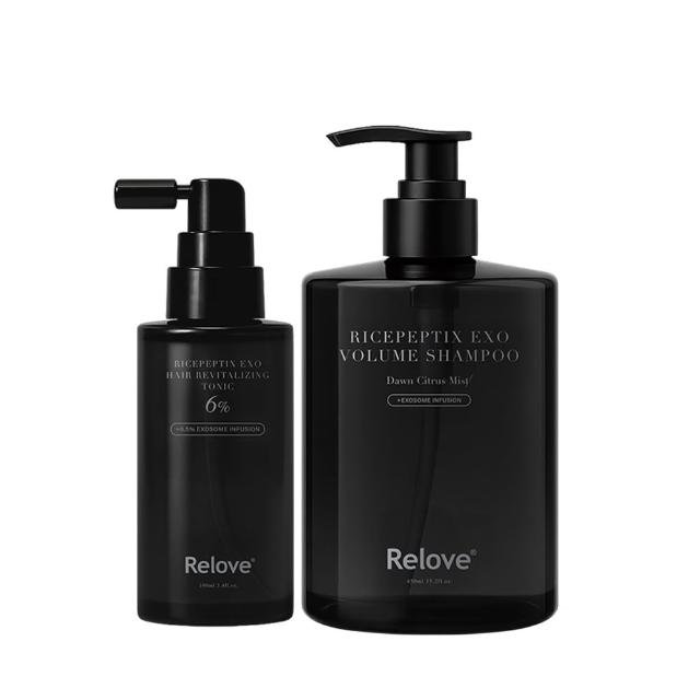 【Relove】黑泌肽12%養髮組(豐盈洗髮精450ml晨柑朝露香+12%養髮液100ml)頭皮水 頭皮護理 頭皮精華