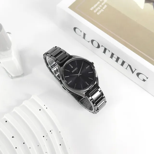 【SEIKO 精工】輕薄簡約 礦石強化玻璃 日本機芯 不鏽鋼手錶 深紫x鍍黑 32mm(SWR035P1)