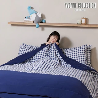 【YVONNE 以旺傢飾】100%美國棉暖玉被-精靈格紋 星海藍(雙人 冬被 棉被 水洗)