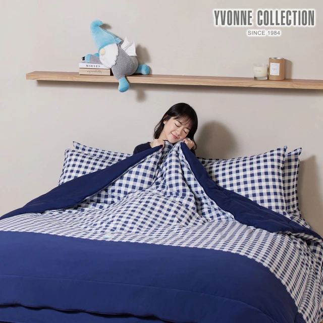 【YVONNE 以旺傢飾】100%美國棉暖玉被-精靈格紋 星海藍(雙人 冬被 棉被 水洗)