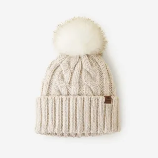 【Roots】Roots 配件- OLIVIA CABLE 球球毛帽(燕麥色)