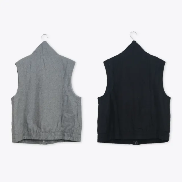 【MOSS CLUB】異材質拼接騎士背心外套(黑 灰/魅力商品)