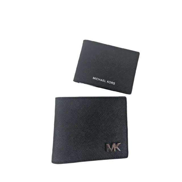 【Michael Kors】Michael kors mk二合一立體logo防刮皮革證件短夾禮盒組(送禮)