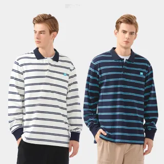 【Hang Ten】男裝-撞色條紋長袖口袋POLO衫(多色選)