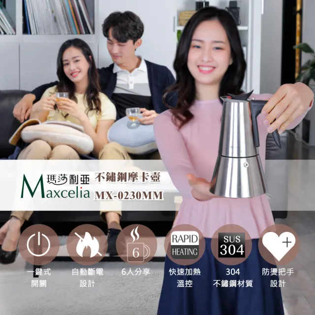【NICOH】3-6杯不鏽鋼摩卡壼(MX-0230MM)