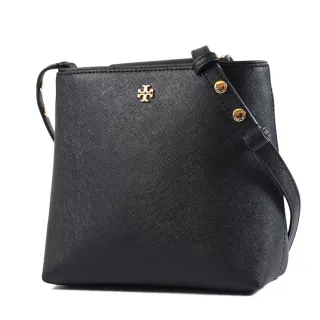 【TORY BURCH】EMERSON 防刮十字紋肩背/斜背二用水桶包-黑色/小