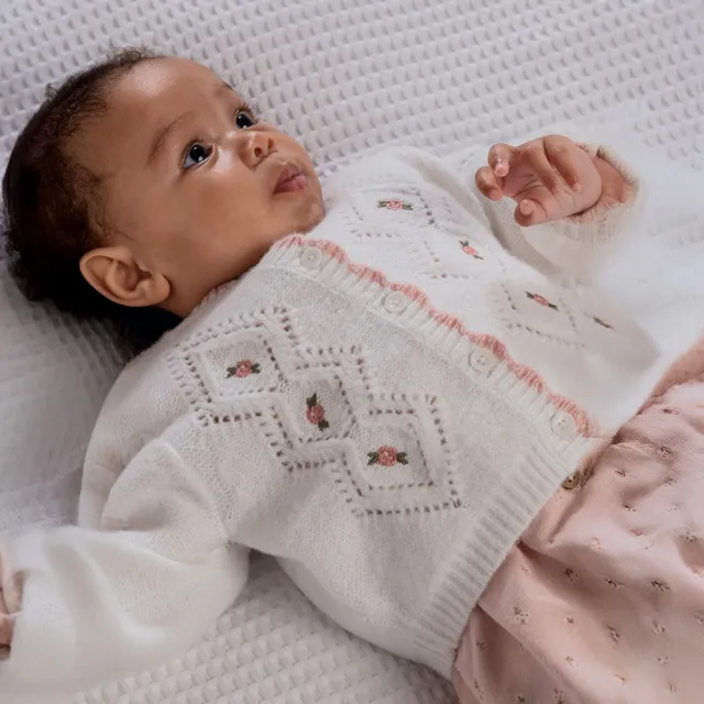 【Mamas & Papas】糖果玫瑰-針織外套(2種尺寸可選)