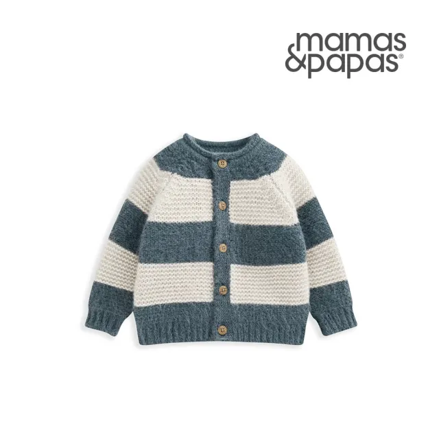 【Mamas & Papas】棉綠條紋-針織外套(2種尺寸可選)