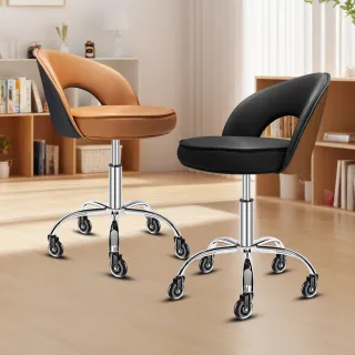 【G+ 居家】免組裝 舒活護腰加大坐墊升降萬用椅-2.5吋透明黑C7437(靠背椅/櫃台椅/美甲椅/工作椅)