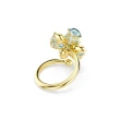 【SWAROVSKI 施華洛世奇】Idyllia 開口戒指 混合式切割 花朵 藍色 鍍金色(情人節禮物)