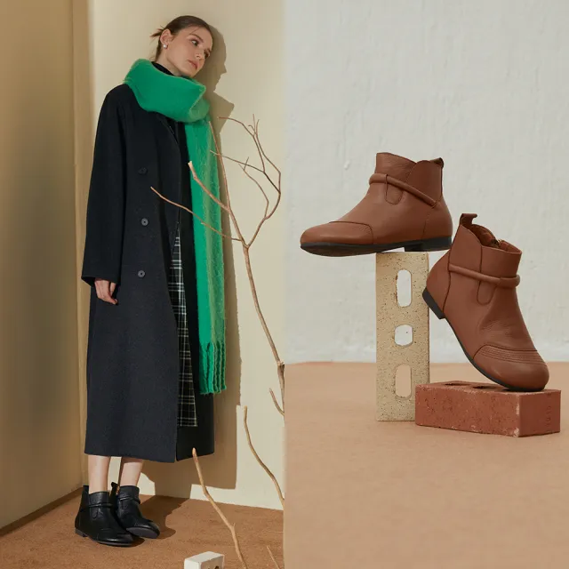 e.c.o.e天然山羊皮柔軟輕盈短靴