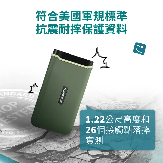 【Transcend 創見】ESD380C 500GB USB3.2/Type C 抗震雙介面 外接SSD行動固態硬碟 - 橄欖綠(TS500GESD380C)