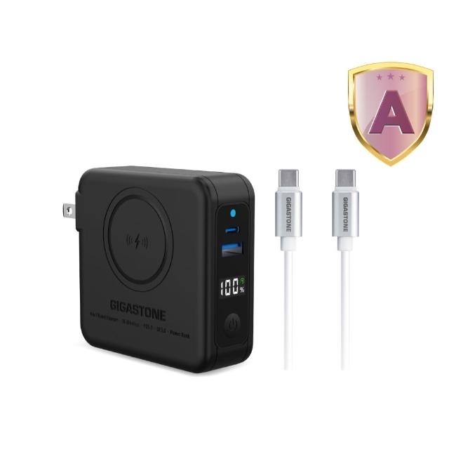 【GIGASTONE 立達】4合1 Qi磁吸旅充行動電源10000mAh QP-1020MB+60W C to C快充線(36.5Wh標示/iPhone16)