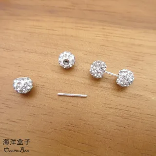 【海洋盒子】精緻閃耀鑲鑽球球S999純銀轉珠耳環(轉珠耳環.貼耳耳環)