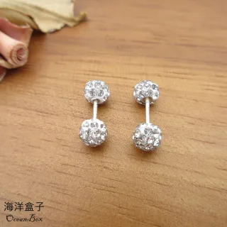 【海洋盒子】精緻閃耀鑲鑽球球S999純銀轉珠耳環(轉珠耳環.貼耳耳環)