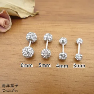 【海洋盒子】精緻閃耀鑲鑽球球S999純銀轉珠耳環(轉珠耳環.貼耳耳環)
