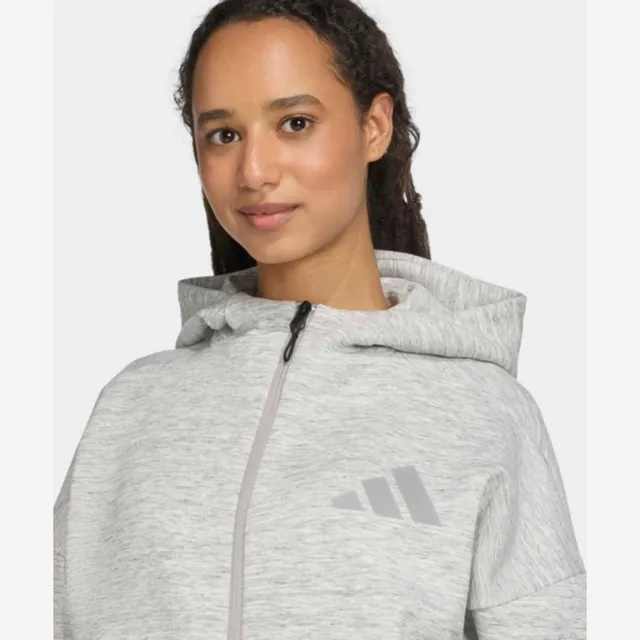 【adidas 愛迪達】外套 女 運動連帽外套 W Z.N.E. PR FZ 灰 JV7146(S3155)