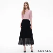 【MOMA】飄曳感透膚直條紋針織蛋糕裙(黑色)