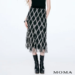 【MOMA】巴洛克菱格紋刺繡銀線網紗傘裙(黑底花布)