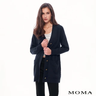 【MOMA】M+ 古典歐式中長版羊毛針織外套(深藍色)