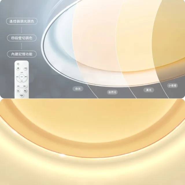 【DanceLight 舞光】50W暖陽遙控吸頂燈、可記憶色溫、四段壁切(無藍光危害、房間燈)