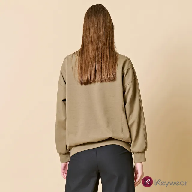 【KeyWear 奇威名品】壓印細節長袖上衣