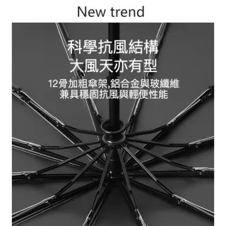 【TWBUY 台灣好購】德國款十二骨自動傘 升級雙龍骨(一鍵自動開收 全自動晴雨傘 遮陽傘 106超大傘面)
