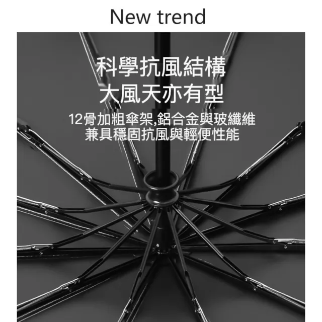 【TWBUY 台灣好購】德國款十二骨自動傘 升級雙龍骨(一鍵自動開收 全自動晴雨傘 遮陽傘 106超大傘面)