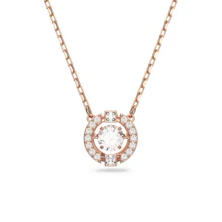【SWAROVSKI 施華洛世奇】Una 項鏈 圓形切割 白色 鍍玫瑰金色(跳動的心_情人節禮物)